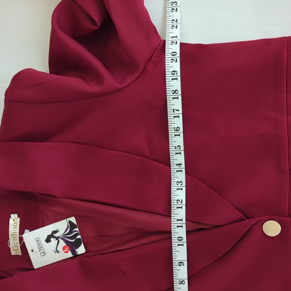 NWT Genhoo Roll Up Cuff Single Button Blazer LARGE Red Striped Cuffs - Picture 12 of 16